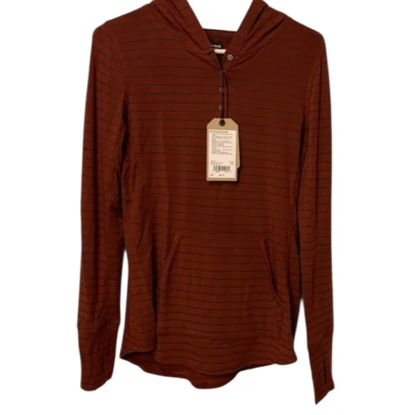 NWT Prana Women's Sol Protect Long Sleeve Hoodie Rhubarb Stripe XL - Picture 2 of 4